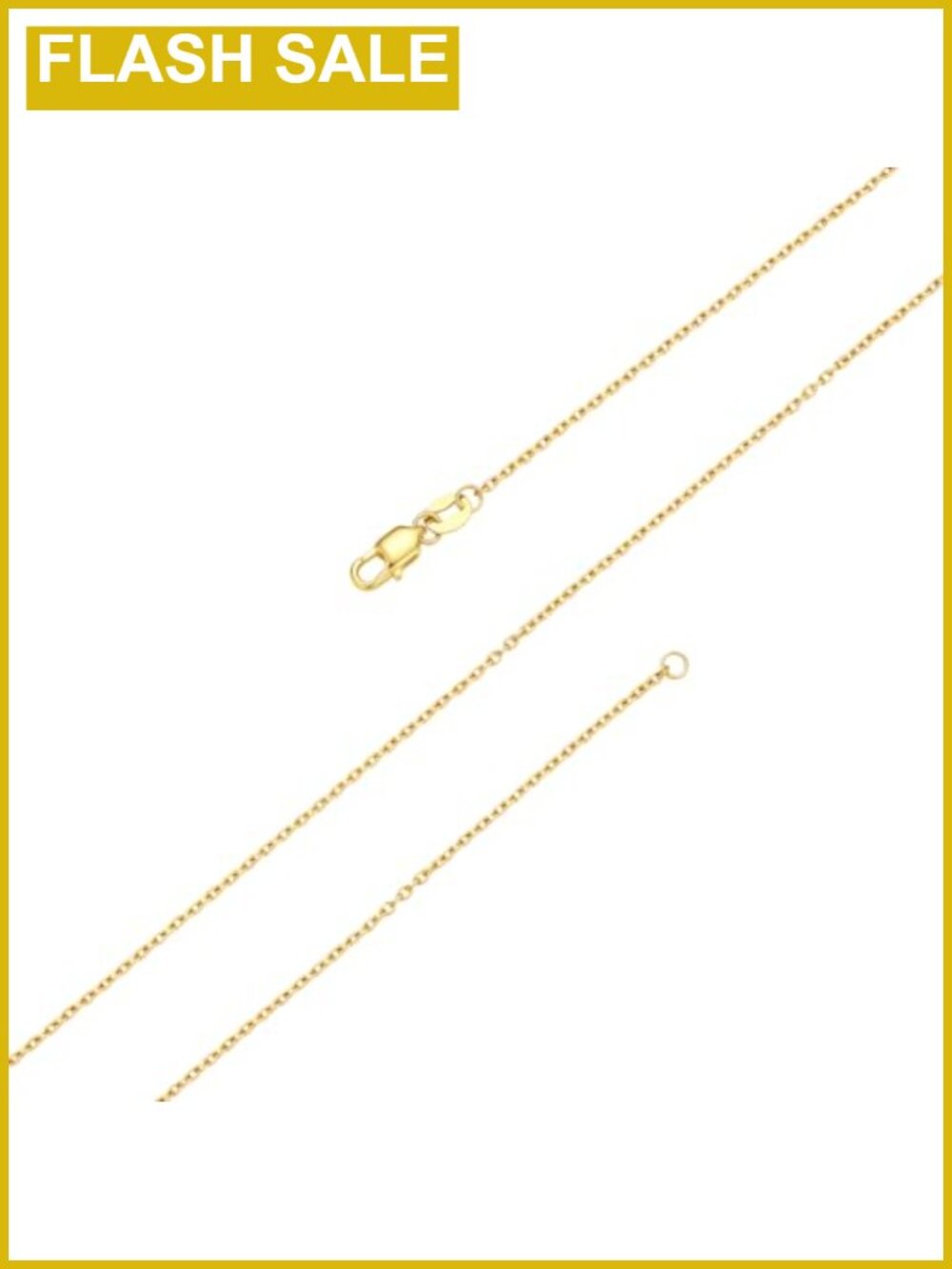 Cable Chain Necklace 14K Gold Plated Stainless Steel 1.5mm 16 Inch